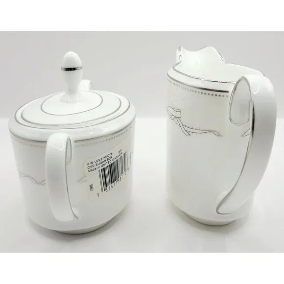 Vera Wang Fine Bone China by Wedgwood LOVE KNOTS Creamer & Sugar Bowl Brand New